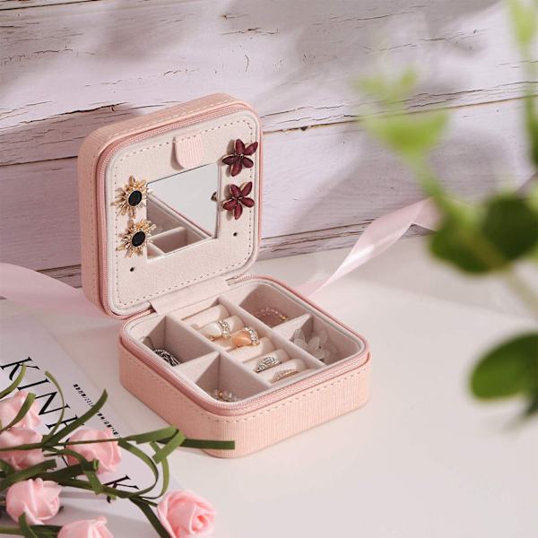Pink Mini Rejse Smykkeæske Organizer Smykkeæske Display Stora