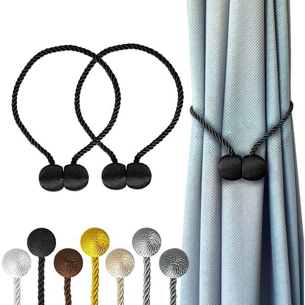 (Sort) Magnetiske gardinbindere Clips Gardin spænder Holdbacks