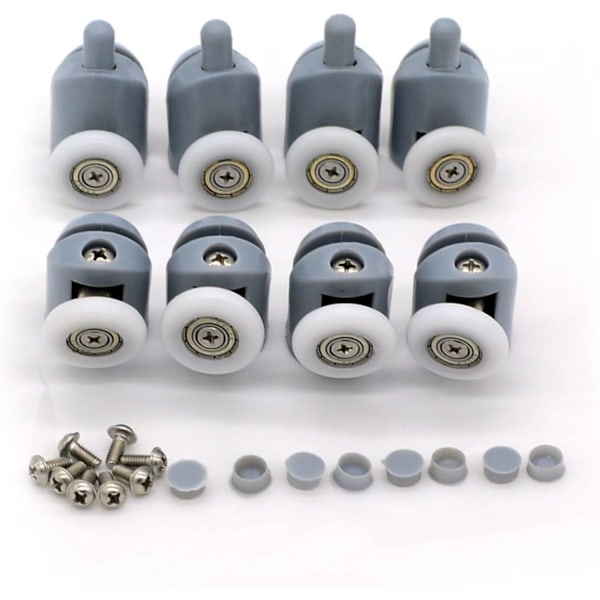 Släta duschdörrsrullar, 8-pack (23 mm) Grå