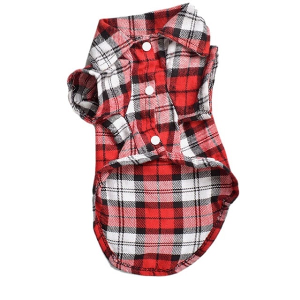 Rutig skjorta för hund (röd - S), rutig skjorta för husdjur kläder för