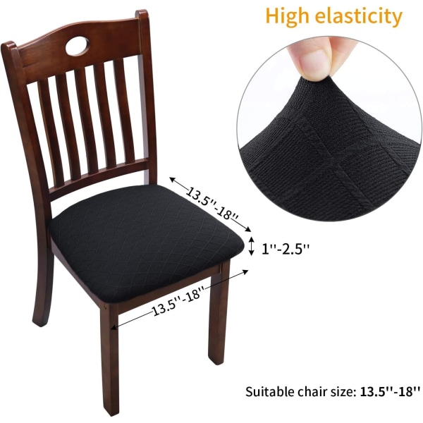 6 Pack stretch Jacquard stol setetrekk, avtagbare vaskbare An