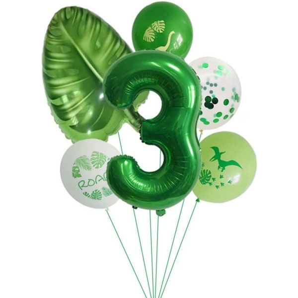 Dino 3-åriga födelsedagsballonger, barnfödelsedagsdekoration 3:a