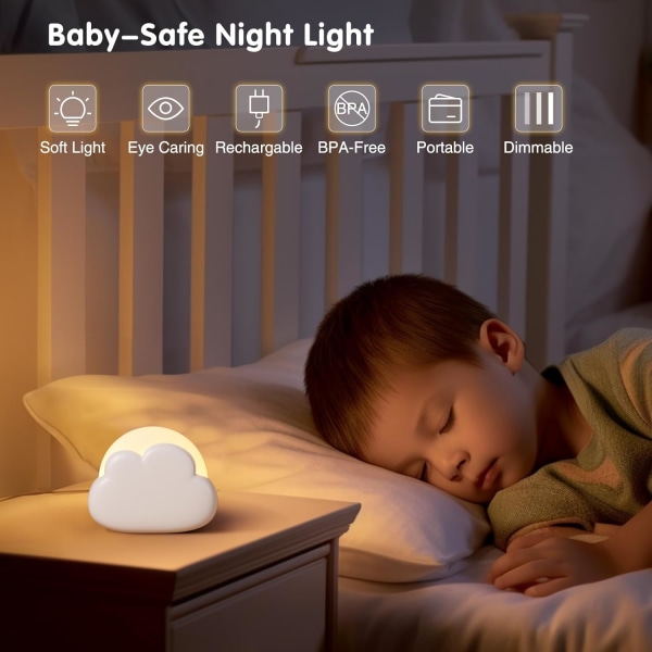 (Hvid) Bærbar Nomadic Night Light, Genopladelig Cloud Night Li