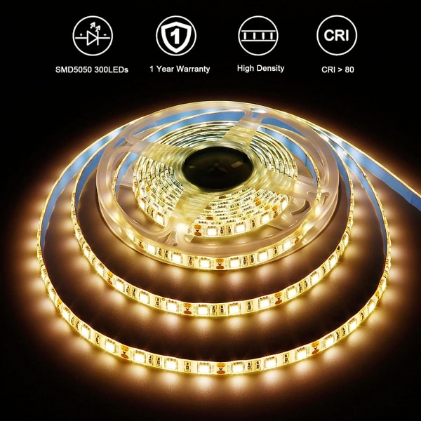 5m 120 lyshylse 3000K (varm hvit) LED fleksibel lyslist lav