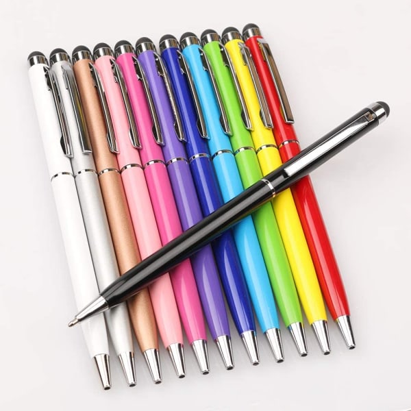 Set of 12 Random colour Stylus Pens and Ink Pens, 2 in 1 Universal Capacitive