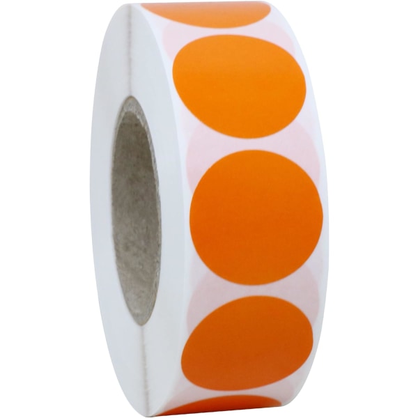 1,000 round self-adhesive natural paper labels, orange 2.5 cm