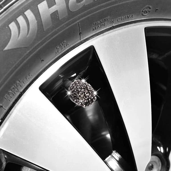 Ventilhetter, 4-pak Håndlagde Sorte Krystall Rhinestones Gen