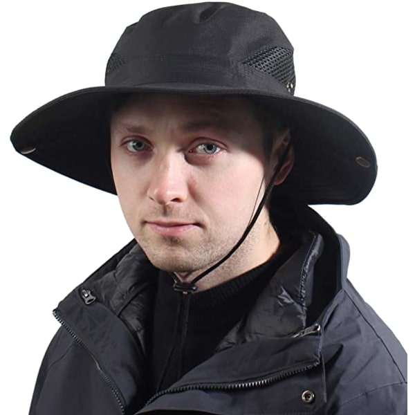 Andningsbar bred hatt utomhus UPF 50+ solskydd mesh safari C
