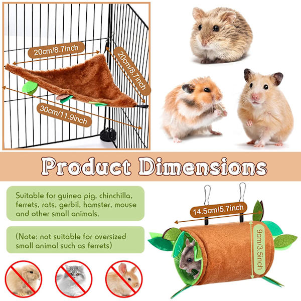 2 små hängmattor för smådjur, hamsterhängmattor, djungelhängmattor,