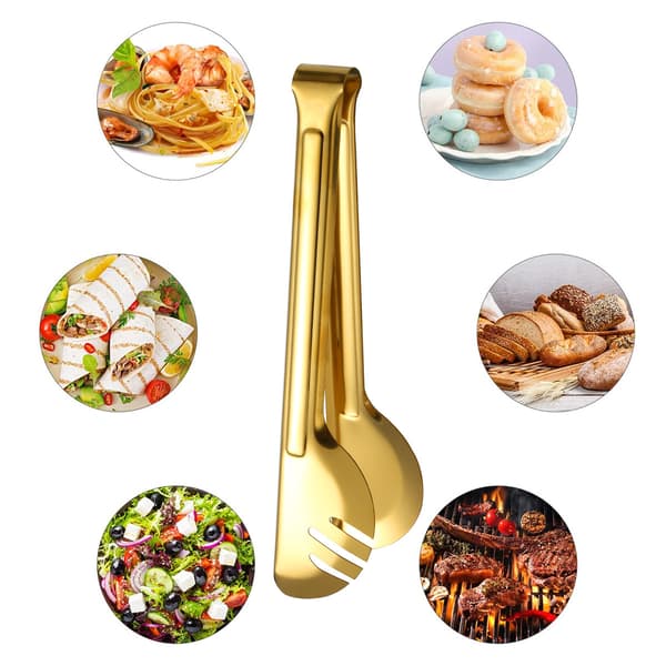 5 Delar Serveringstänger i Rostfritt Stål, 23 cm Matserveringstänger Aptitretare Buffétänger Gaffel för Servering, Matlagning, Sallad