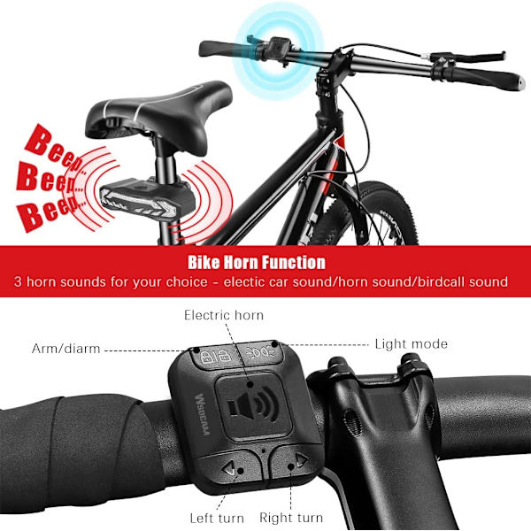 Smart cykel baglygte med blinklys og bremselys, Bicyc