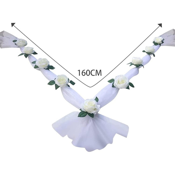 1 160cm Bryllupsbil Front Blomsterdekorasjon, Simulering Rose Sim