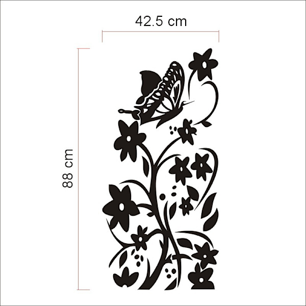 Svarte blomster - 140*50cm Vinstok kjøleskap vegg klistremerker PVC Men