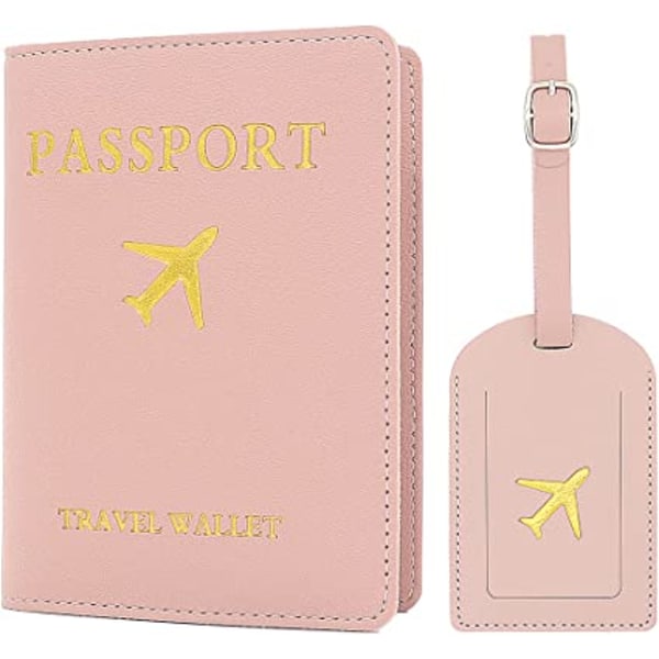 2 bagasjemerker Passkoffert (rosa), 1 passkoffert og 1 lugga
