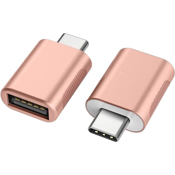 Rose Gold USB C to USB Adapter (2-Pack), USB-C to USB 3.0 Adapte