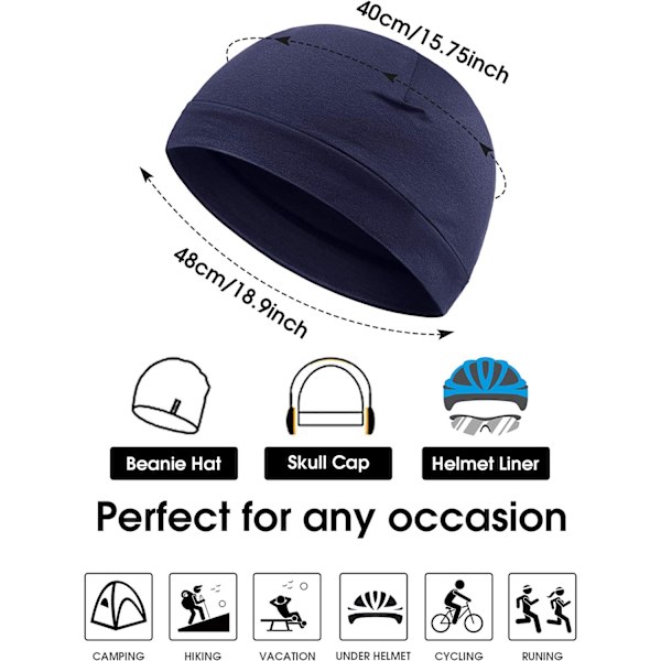 4 Skull Caps Menn Myk Bomulls Beanie Sovehatter Stretch Hjelm Multifunksjonell Liner Hodeplagg for Menn Kvinner