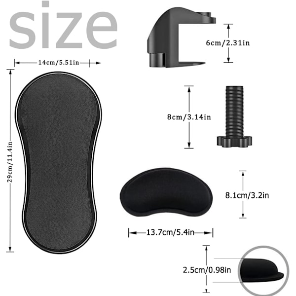 Justerbart handledsstöd för arm, ergonomisk design, ledad datorarmstöd, 180° rotation, datormusmatta