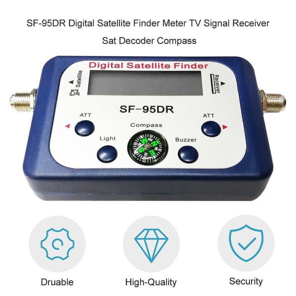 Digitaalinen satelliittietsin mittari satfinder tv-signaalin vastaanotin satlink dekooderi vastaanotin summeri kompassi lcd fta-antenni