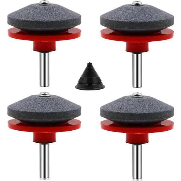 4 st Gräsklipparbladslipare Universal Gräsklipparslipare Tillbehör för Gräsklippare med 1 st Bladbalanseringskit, 50 x 47 mm