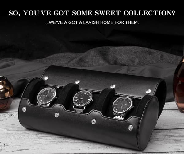 Leather Watch Case, Watch Roll Travel Case 3 Watch Display Stora | Fyndiq