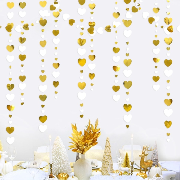 4 delar vit och guld hängande hjärtbanner Love Heart Banner för