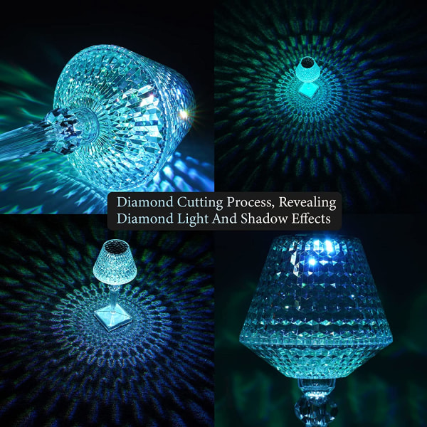 16 fargeskiftende berøringskrystalllampe, diamantlampe, vakker