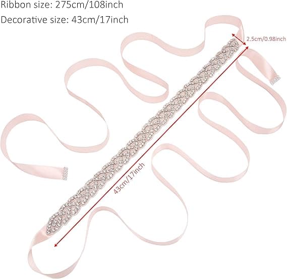 Lyseblå 275*2cm Rhinestone Brudebælte, Brudebånd Bryllup