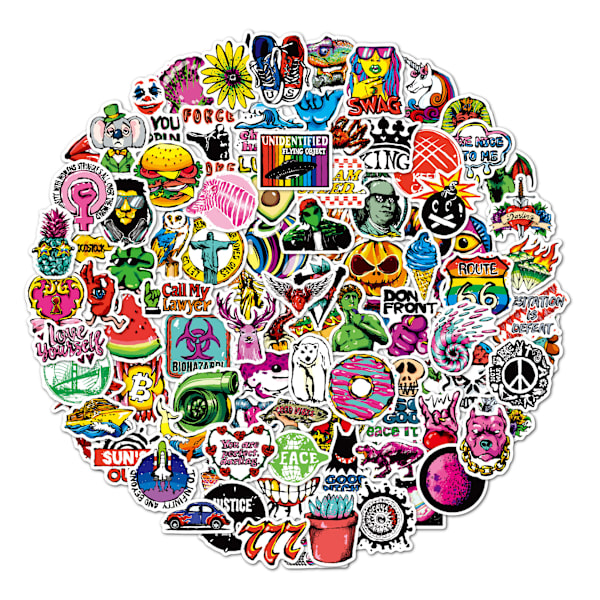 Sticker100 Blandede Klistremerker Vanntette Vinyl Estetiske Klistremerker for Laptop Telefon Scrapbook Vannflaske Skateboard