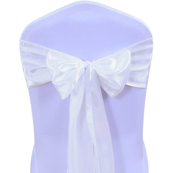 10 st 17*275cm vita satin stolsöverdrag bågband bröllop båge Ce