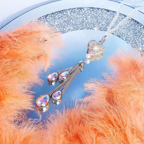 Bling Hjerte Diamant Bil Tilbehør, (AB Farve, 9,8 Tommer) Krystal
