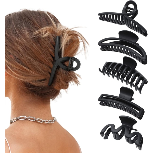 5 stykker store hårspenner, store sklisikre hårspenner for kvinner, G