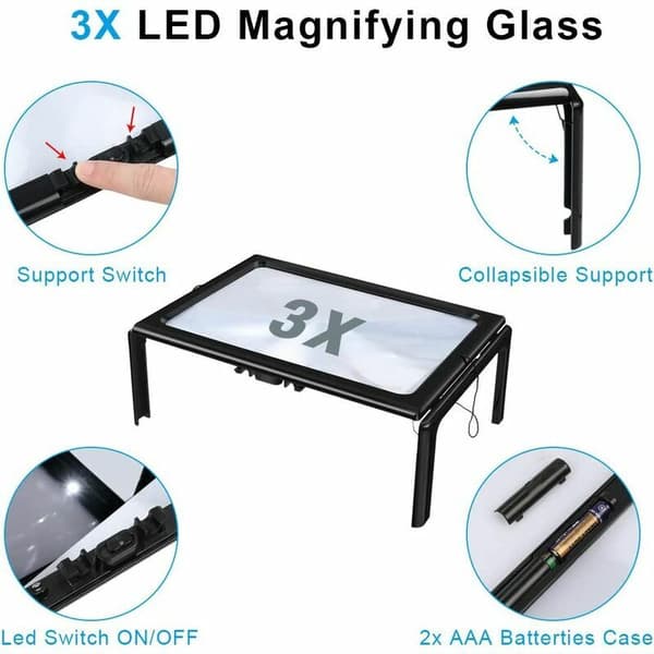 Leselupe Leselupe med LED-lys, 3X forstørrelse