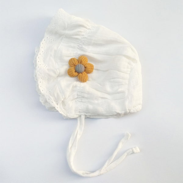 Spets Solros Sommar Baby Cap (Vit 0 - 4 månader) Flicka Bomull