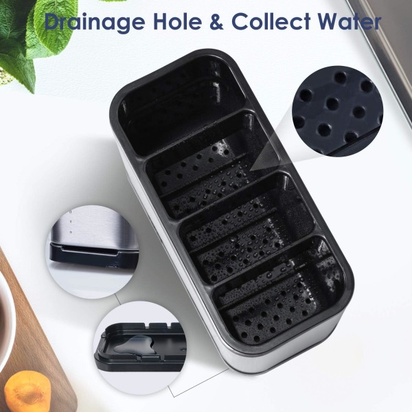 Redskabsholder Organizere 4 Rum Redskab Opbevaring Multifunktionel Organizer Anti-Slip Drypbakke Rustfrit Stål