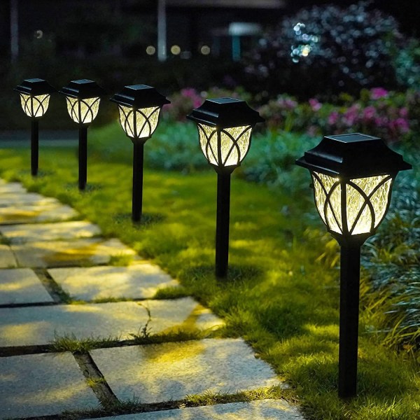 (Varm lys) Solar Pathway Lights (2 Pack) - Utendørs LED-lys,