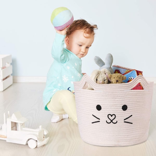 Sammenklappelig bomuldsreb til vasketøjskurv til opbevaring af legetøj til børn C