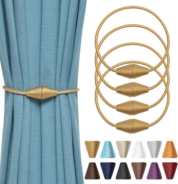 Sæt med 4 Magnetiske Gardinbindere 46cm (Guld)