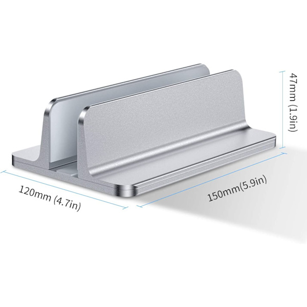 Silver Vertikal Laptop Stativ, Justerbar Aluminium Laptop Stativ D