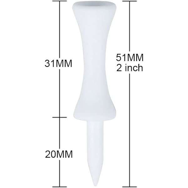 Plastgolftee 100-pack - Vit 51 mm