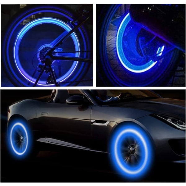 8-pak bilhjul LED-ventilhætter (Mixcolor)