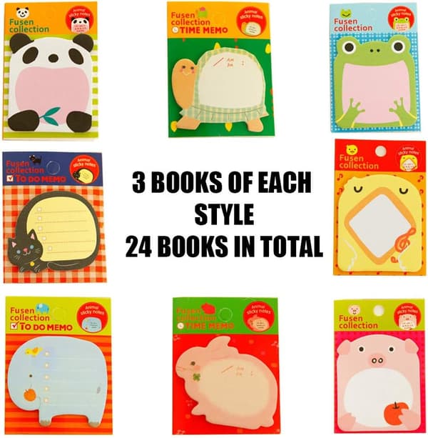 Mini Sticky Notes, 24 Pakker Farvede Sticky Notes, Køleskabs Sticky