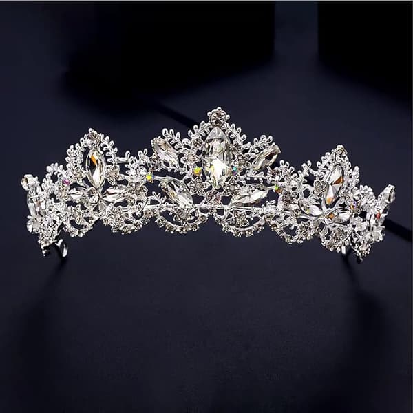 Prinsesse krystall dronning krone (sølv), rhinestone prinsesse hår