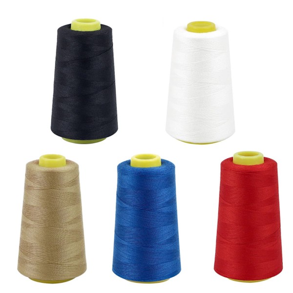 Sytråd Polyester Spoler 5 Farver 3000 Yards Spoler Overlock Kegle til Symaskine (B)
