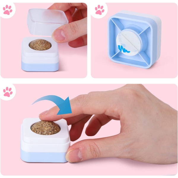Kattmyntaboll leksak, 3 i 1 ätbar kattmyntabollar leksak, 360° roterande W