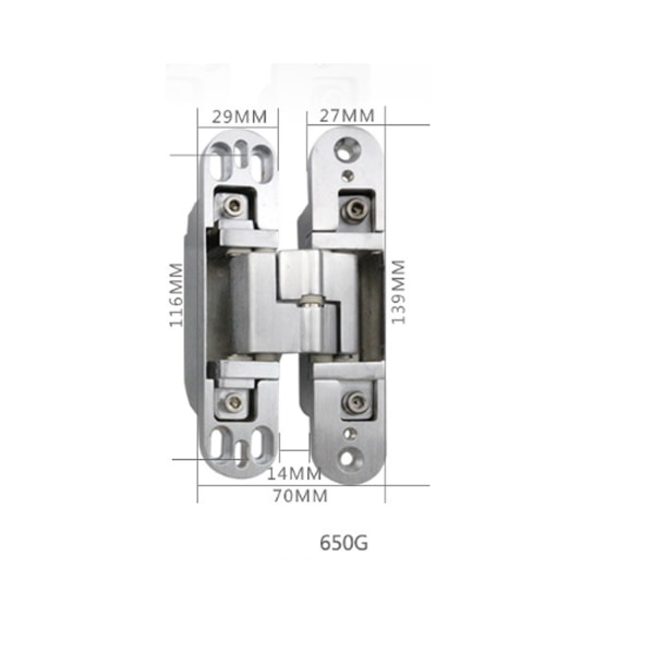 1 Usynlig Hengsel - 3D Aluminium. Rustfritt stål.
