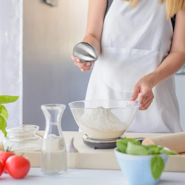 Sett med 2 rustfrie krydderkrukker Pepper Shaker Salt Shaker Eggformet (3 hull)