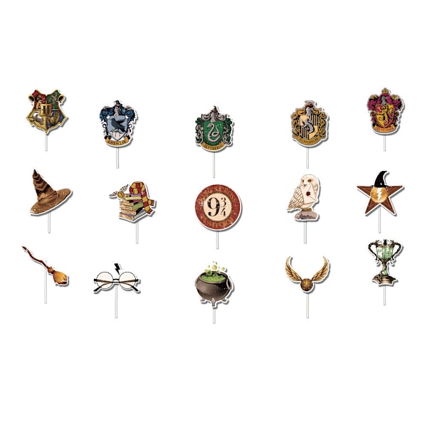 32 st Wizarding Cake Toppers, Födelsedagstårta Toppers, Cupcake A