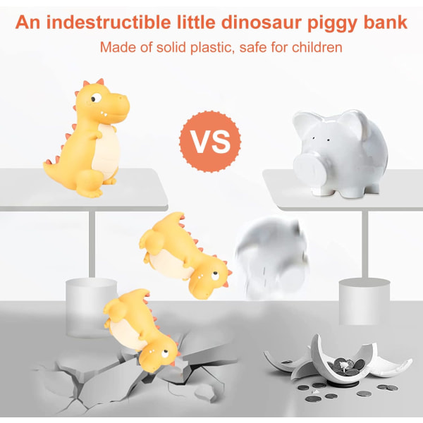 Dinosaur Piggy Bank Børn Dinosaurer Piggy Bank: Dinosaur Piggy Bank Piger Drenge Piggy Banks til dekoration, ubrydelig Piggy Bank, sikkert PVC-materiale (gul)