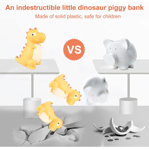 Dinosaurie Spargris Barn Dinosaurier Spargris: Dinosaurie Spargris Flickor Pojkar Spargrisar För Dekoration, Okrossbar Spargris, Säkert PVC-Material (Gul)