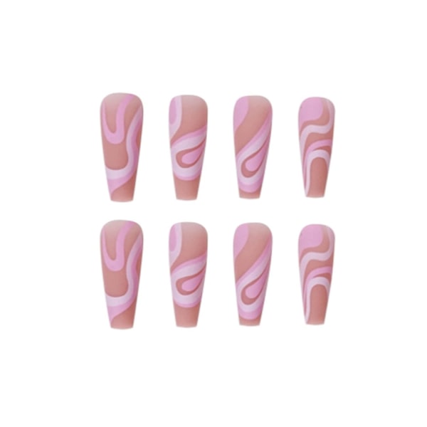 Pitkä painallus Nails Square French Fake Nails Cover Nude Acr
